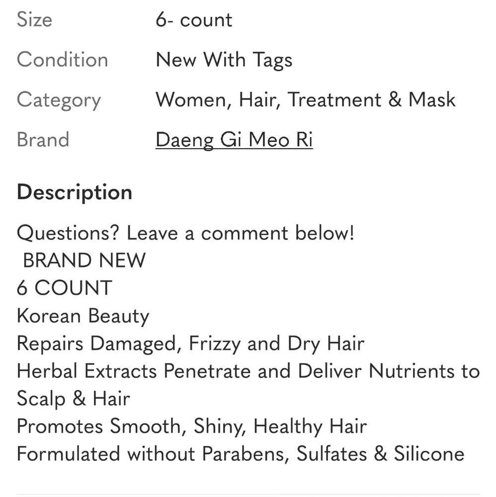 Daeng Gi Meo Ri - Vitalizing Nutrition Hair Pack, 6-count - Korean Beauty - NEW